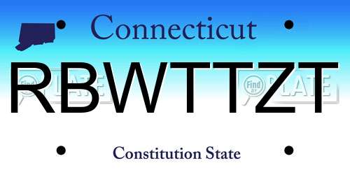 RBWTTZT Connecticut License Plate