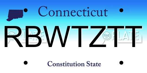 RBWTZTT Connecticut License Plate