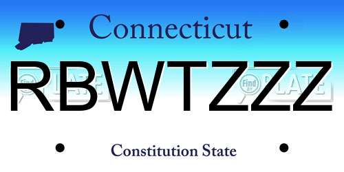 RBWTZZZ Connecticut License Plate
