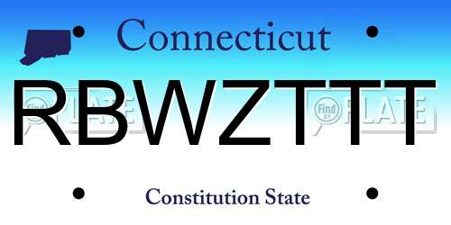 RBWZTTT Connecticut License Plate