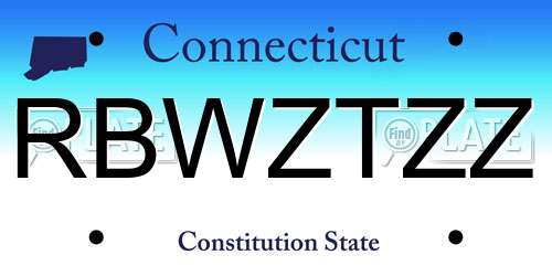 RBWZTZZ Connecticut License Plate