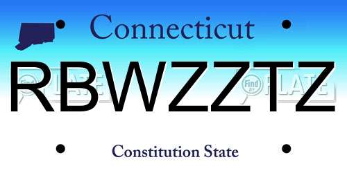 RBWZZTZ Connecticut License Plate