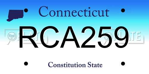 RCA259 Connecticut License Plate