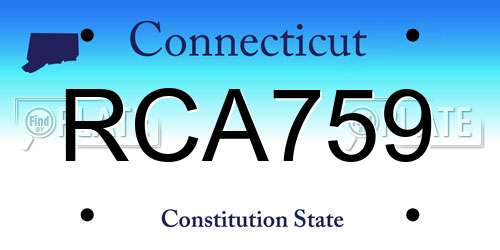 RCA759 Connecticut License Plate