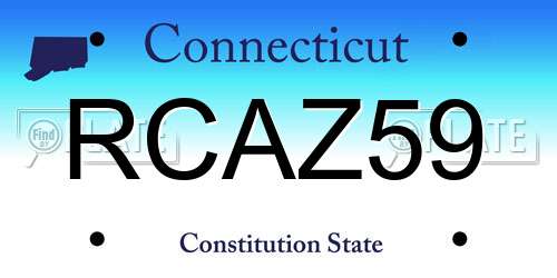 RCAZ59 Connecticut License Plate