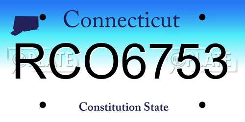 RCO6753 Connecticut License Plate
