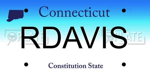 RDAVIS Connecticut License Plate