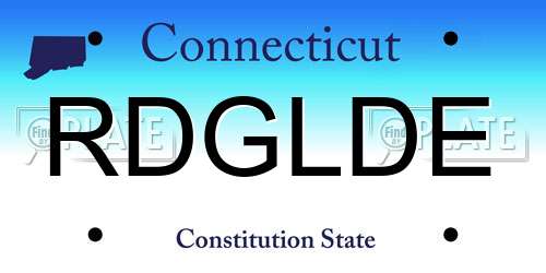 RDGLDE Connecticut License Plate