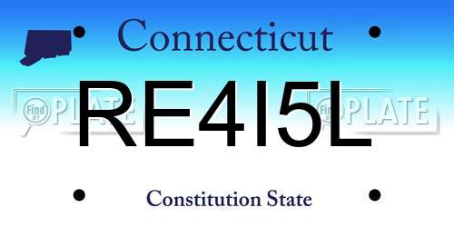 RE4I5L Connecticut License Plate