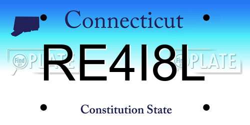 RE4I8L Connecticut License Plate