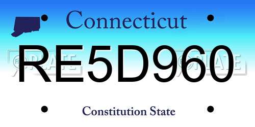 RE5D960 Connecticut License Plate