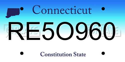 RE5O960 Connecticut License Plate