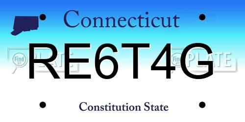 RE6T4G Connecticut License Plate