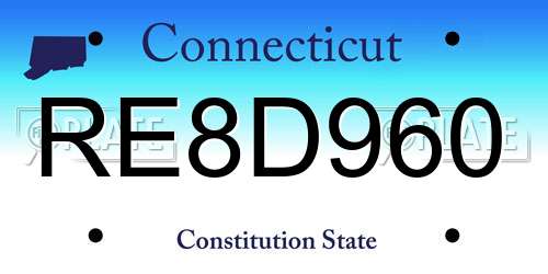 RE8D960 Connecticut License Plate