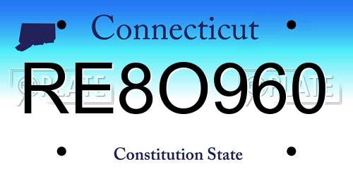 RE8O960 Connecticut License Plate