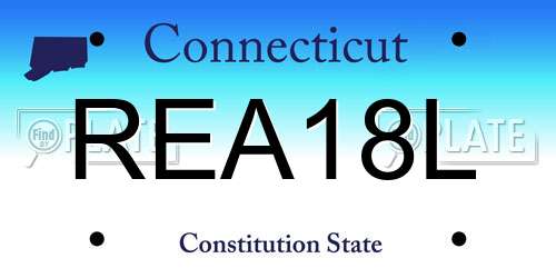 REA18L Connecticut License Plate