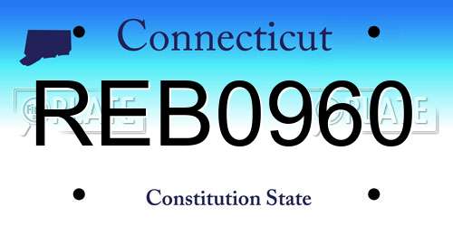 REB0960 Connecticut License Plate