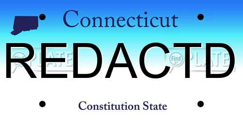REDACTD Connecticut License Plate