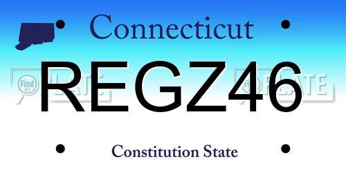 REGZ46 Connecticut License Plate