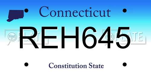 REH645 Connecticut License Plate