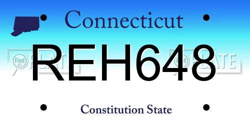REH648 Connecticut License Plate