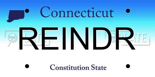 REINDR Connecticut License Plate
