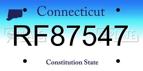 RF87547 Connecticut License Plate