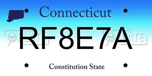 RF8E7A Connecticut License Plate