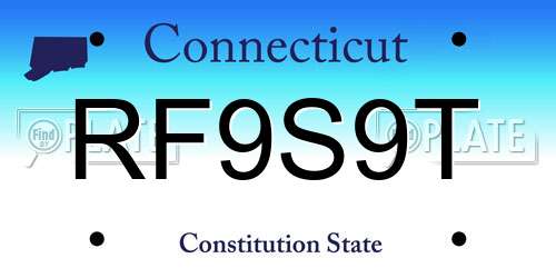 RF9S9T Connecticut License Plate