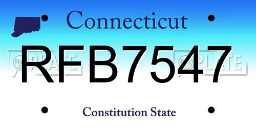 RFB7547 Connecticut License Plate