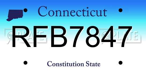 RFB7847 Connecticut License Plate