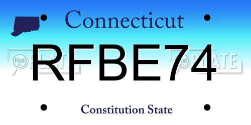 RFBE74 Connecticut License Plate