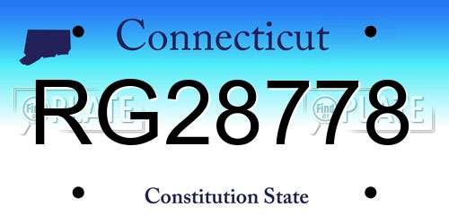 RG28778 Connecticut License Plate