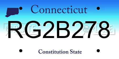 RG2B278 Connecticut License Plate