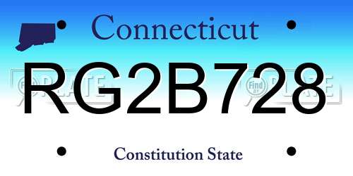 RG2B728 Connecticut License Plate
