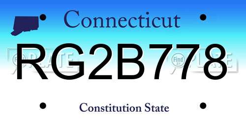 RG2B778 Connecticut License Plate