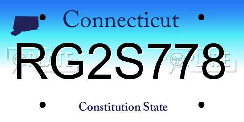 RG2S778 Connecticut License Plate