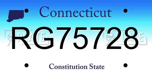 RG75728 Connecticut License Plate