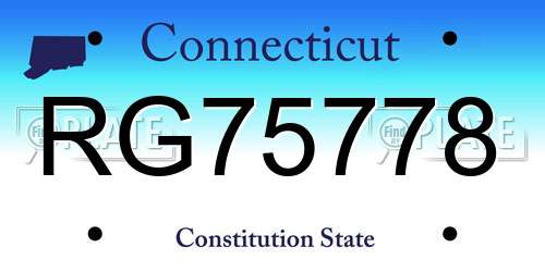 RG75778 Connecticut License Plate