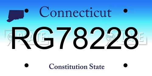 RG78228 Connecticut License Plate