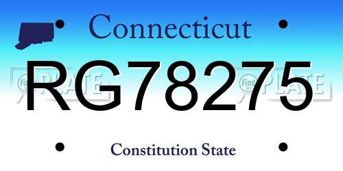 RG78275 Connecticut License Plate
