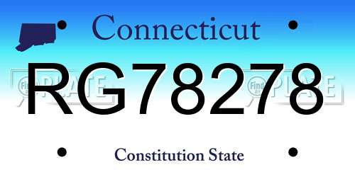 RG78278 Connecticut License Plate
