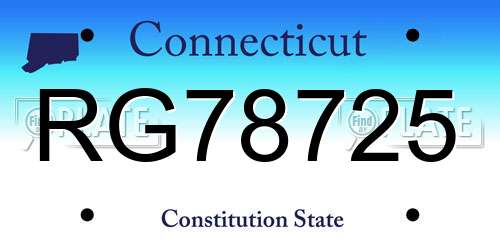 RG78725 Connecticut License Plate