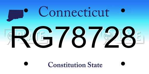 RG78728 Connecticut License Plate