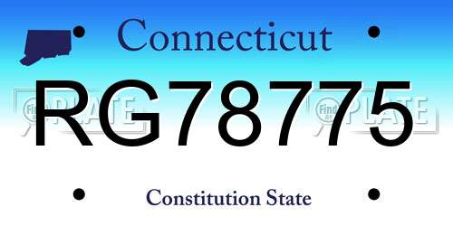 RG78775 Connecticut License Plate