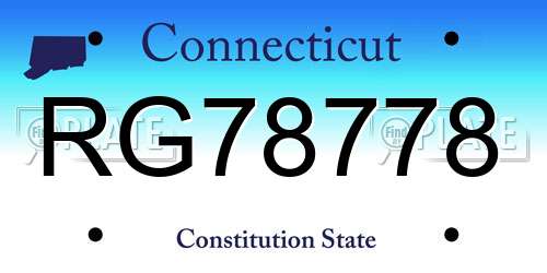 RG78778 Connecticut License Plate