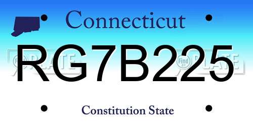 RG7B225 Connecticut License Plate