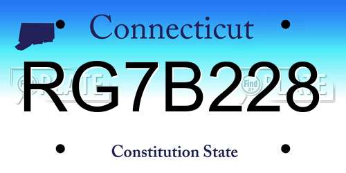 RG7B228 Connecticut License Plate