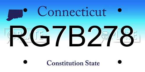 RG7B278 Connecticut License Plate