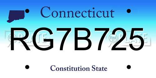 RG7B725 Connecticut License Plate